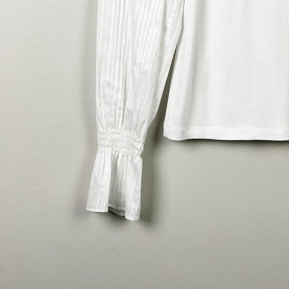 ME+EM Delicate Frill Layering Top White With Semi Sheer Sleeves - Picture 6 of 9